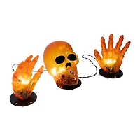 Northlight 8.5in Prelit Spooky Town Orange Skull Halloween Yard Art