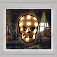 Northlight 12in Lighted Holographic Skull Silhouette Decorative Lantern