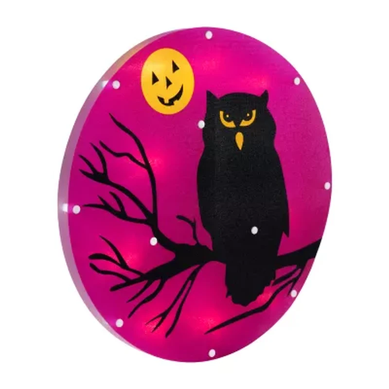 Northlight 13.75in Lighted Black Owl Silhouette Decorative Lantern