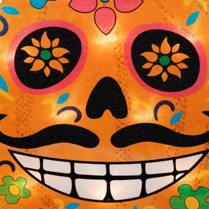 Northlight 15in Lighted Sugar Skull Pumpkin Decorative Lantern