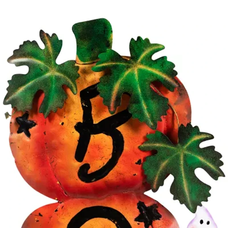 Northlight 33in Orange And Black Stacked Pumpkins Halloween Yard Art