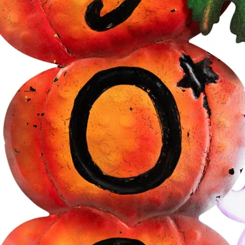 Northlight 33in Orange And Black Stacked Pumpkins Halloween Yard Art