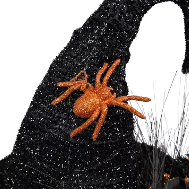 Northlight 16in Black Witch'S Hat With Roses Halloween Tabletop Decor