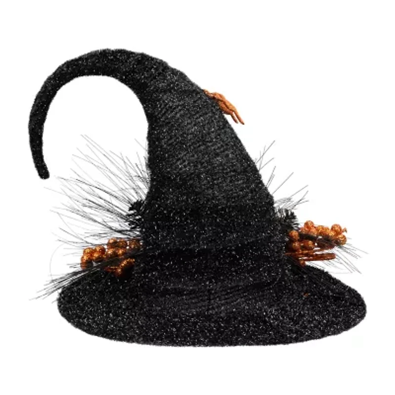 Northlight 16in Black Witch'S Hat With Roses Halloween Tabletop Decor
