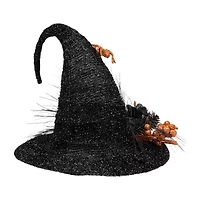 Northlight 16in Black Witch'S Hat With Roses Halloween Tabletop Decor