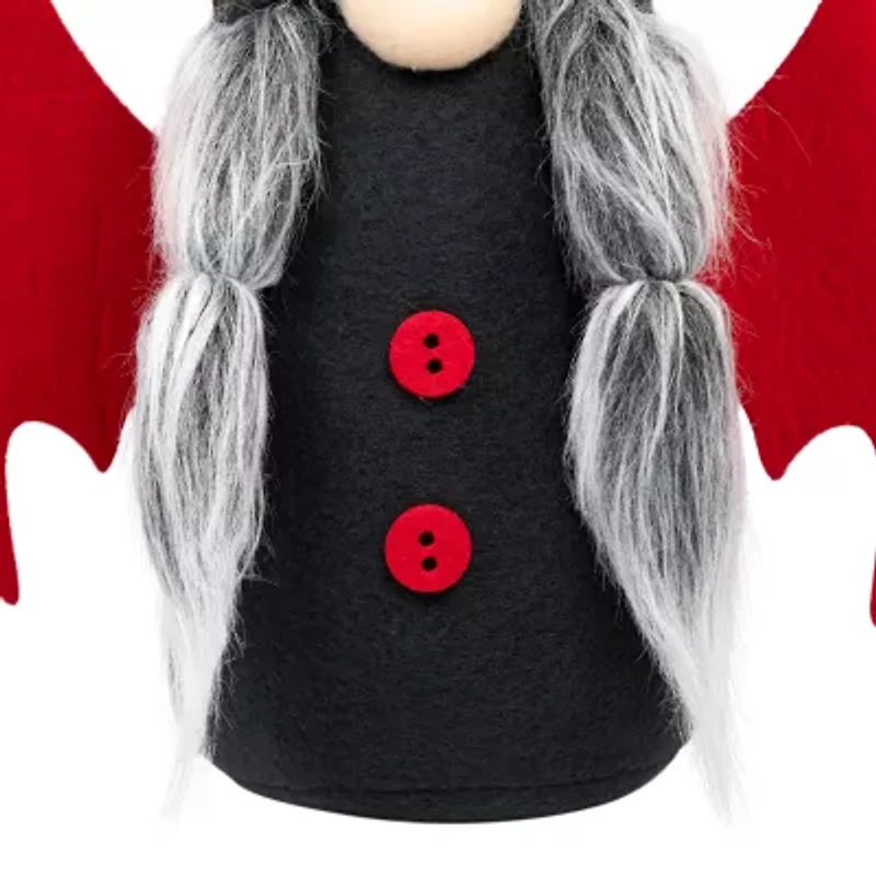 Northlight Black/Red Halloween Girl Gnome 17in Halloween Gnome