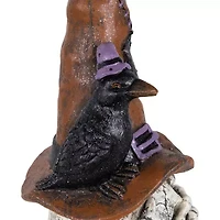 Northlight 22.75in Skull In Witches Hat With Crow Halloween Tabletop Decor