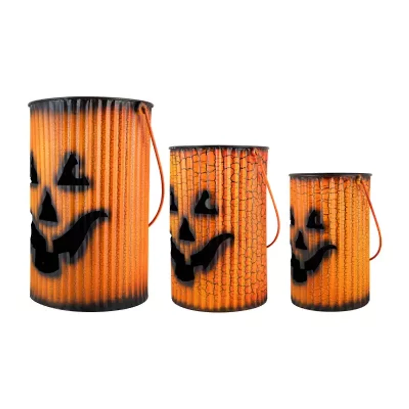 Northlight Black And Orange Metal Pumpkin Lanterns Halloween Tabletop Decor