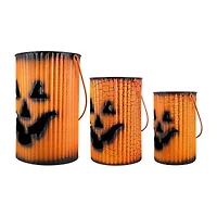 Northlight Black And Orange Metal Pumpkin Lanterns Halloween Tabletop Decor