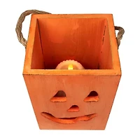 Northlight 6.25in Small Orange Wood Jack O Lantern Halloween Tabletop Decor