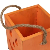 Northlight 8in Large Orange Wood Jack O Lantern Halloween Tabletop Decor