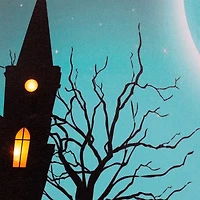 Northlight Led Eerie Chuch In Cemetery Canvas Art
