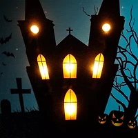 Northlight Led Eerie Chuch In Cemetery Canvas Art