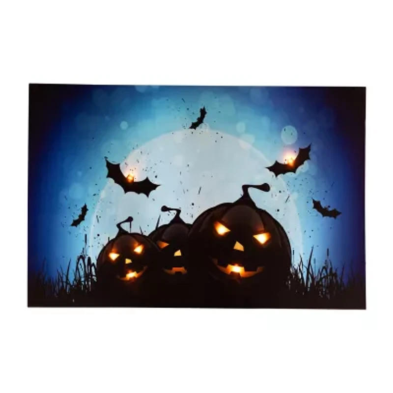 Northlight Led Jack-O-Lanterns And Bats Canvas Art