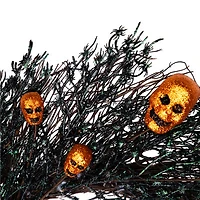 Northlight 22in Black And Orange Skulls Wreath