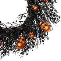 Northlight 22in Black And Orange Skulls Wreath