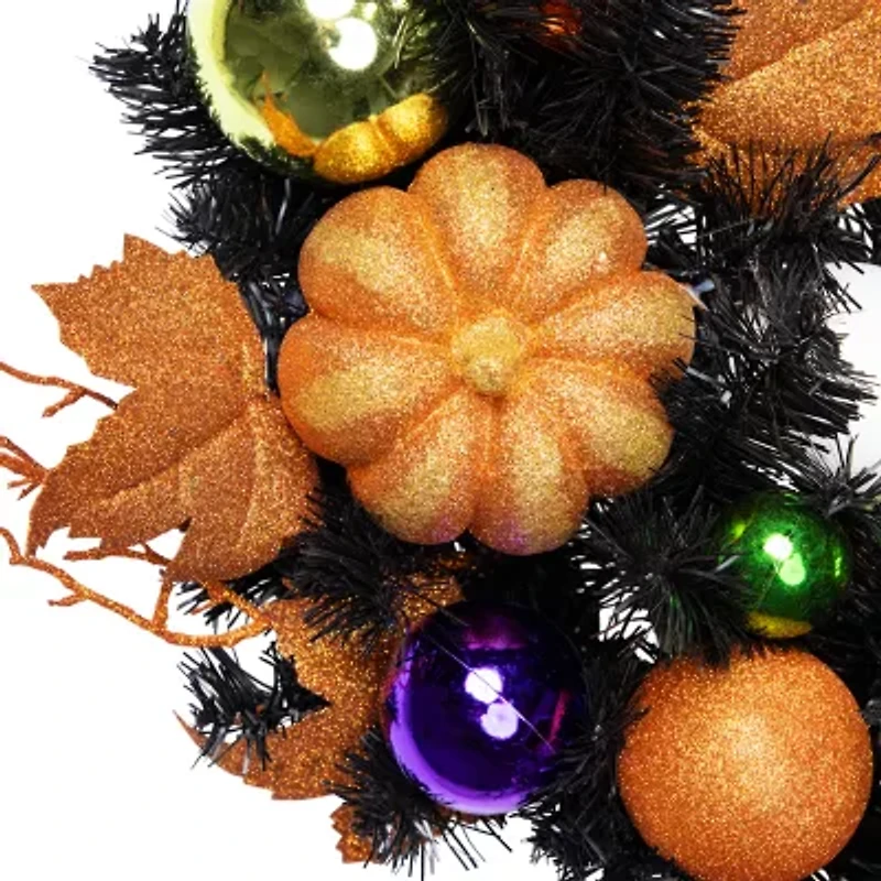 Northlight 24in Jack-O-Lantern In Witches Hat Wreath