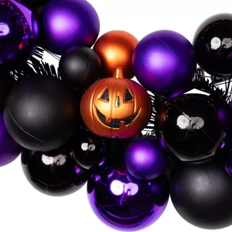Northlight 24in Jack-O-Lantern Shatterproof Wreath