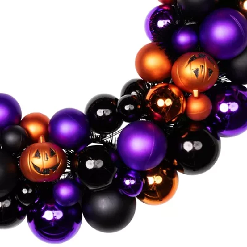Northlight 24in Jack-O-Lantern Shatterproof Wreath