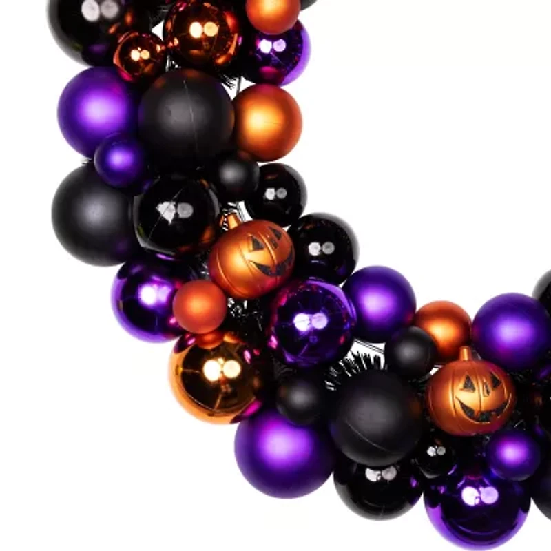 Northlight 24in Jack-O-Lantern Shatterproof Wreath