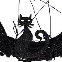Northlight 13in Led Black Twig With Bats Wreath