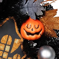 Northlight 24in Orange And Black Haunted House Wreath