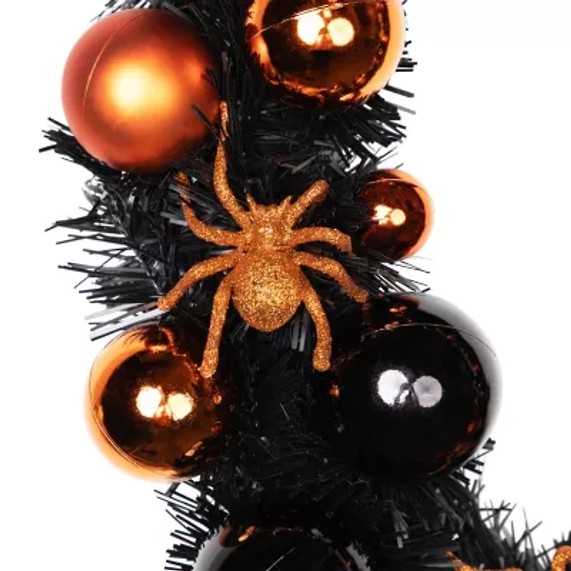 Northlight 18in Orange Spiders And Ornaments Wreath