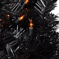 Northlight 24in Pre-Lit Black Noble Spruce Wreath