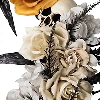 Northlight 14in Skulls With Orange And Gray Roses Wreath