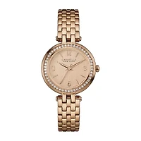 Caravelle New York® Womens Crystal-Accent Rose-Tone Stainless Steel Watch 44L175