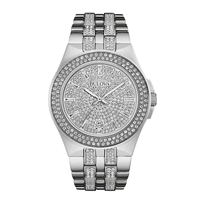 Bulova Phantom Mens Silver Tone Stainless Steel Bracelet Watch 96b235