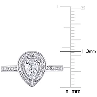 Womens 5/8 CT. T.W. Natural White Diamond 14K Gold Pear Halo Engagement Ring