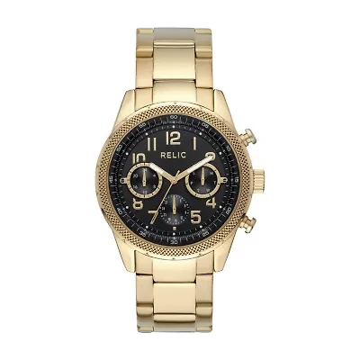 Relic By Fossil Mens Multi-Function Gold Tone Stainless Steel Bracelet Watch Zr15957