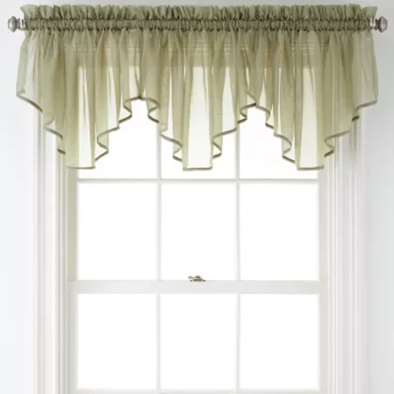 Home Expressions Lisette Rod-Pocket Sheer Ascot Valance