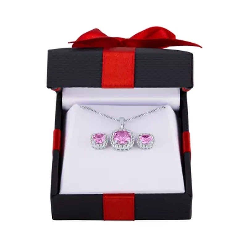 Womens Lab Created Pink Sapphire Sterling Silver Jewelry Set