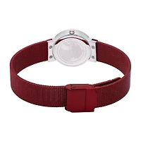 Bering Womens Crystal Accent Red Stainless Steel Bracelet Watch 10126-303