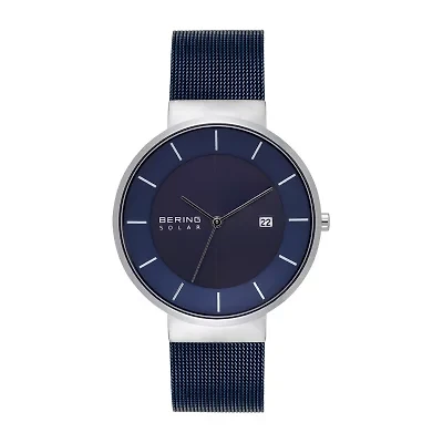 Bering Mens Blue Stainless Steel Bracelet Watch