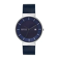 Bering Mens Blue Stainless Steel Bracelet Watch
