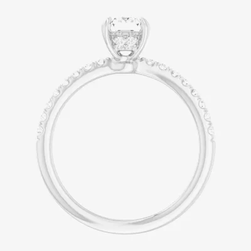 (G-H / Si1-Si2) Womens 1 CT. T.W. Lab Grown White Diamond 10K Gold Side Stone Engagement Ring