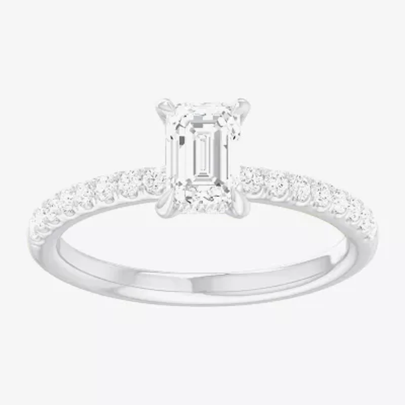 (G-H / Si1-Si2) Womens 1 CT. T.W. Lab Grown White Diamond 10K Gold Side Stone Engagement Ring