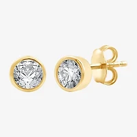 Yes, Please! Womens Lab Created White Sapphire 14K Gold Over Silver Sterling Silver Round 2 Pair Earring Set