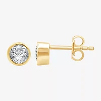 Yes, Please! Womens Lab Created White Sapphire 14K Gold Over Silver Sterling Silver Round 2 Pair Earring Set