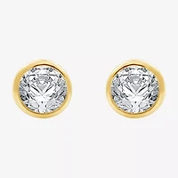 Yes, Please! Womens Lab Created White Sapphire 14K Gold Over Silver Sterling Silver Round 2 Pair Earring Set