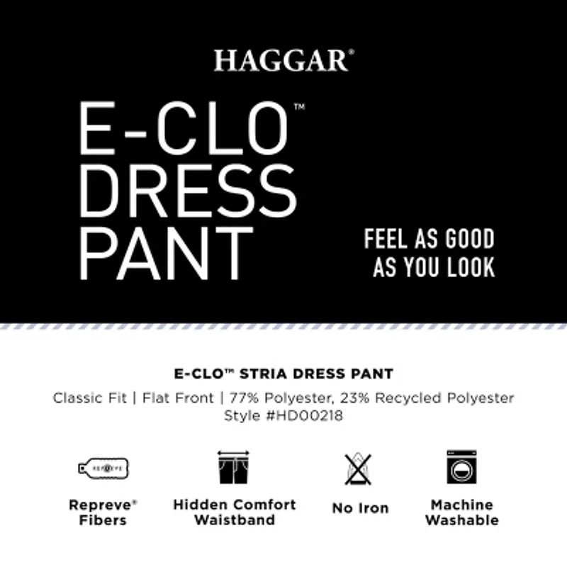 Haggar E-CLO Stria Mens Classic Fit Dress Flat Front Pant