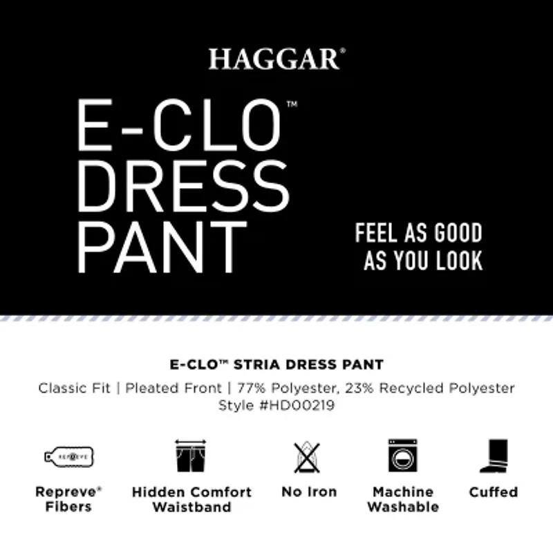 Haggar E-CLO Stria Mens Classic Fit Dress Pleated Pant