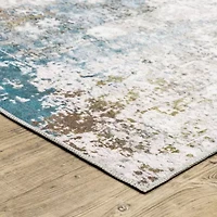 Covington Home Mirabelle Glacier Abstract Washable Indoor Rectangular Area Rug