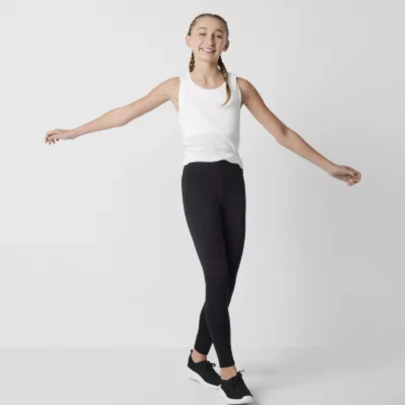 Xersion Little & Big Kid Girls Quick Dry High Rise Knit 24" Active Full Length Leggings
