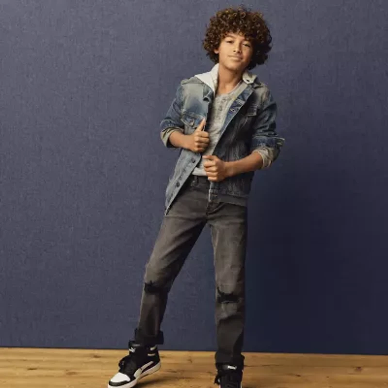 Thereabouts Little & Big Kid Boys Denim Hooded Midweight Trucker Jacket