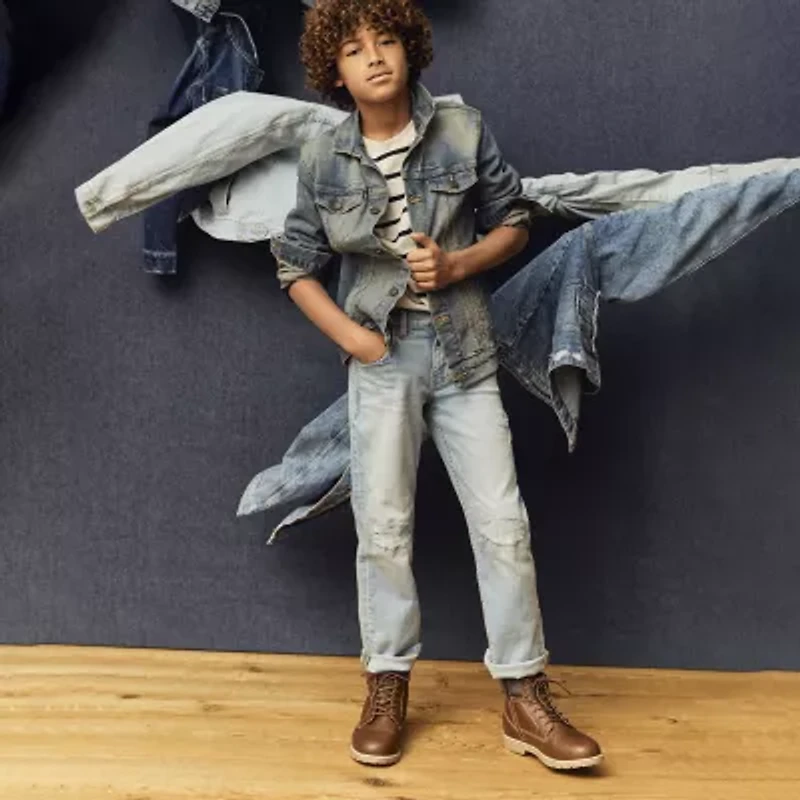 Thereabouts Little & Big Kid Boys Denim Hooded Midweight Trucker Jacket