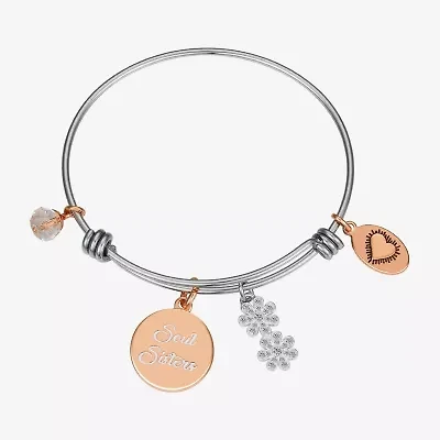 Footnotes Sisters Womens Cubic Zirconia Stainless Steel Bangle Bracelet